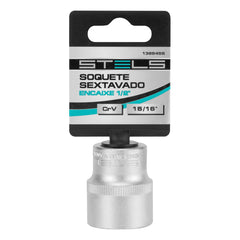 Soquete Sextavado 15/16'' Aço CrV Encaixe 1/2'' Stels 1385455 Com Clips Plástico