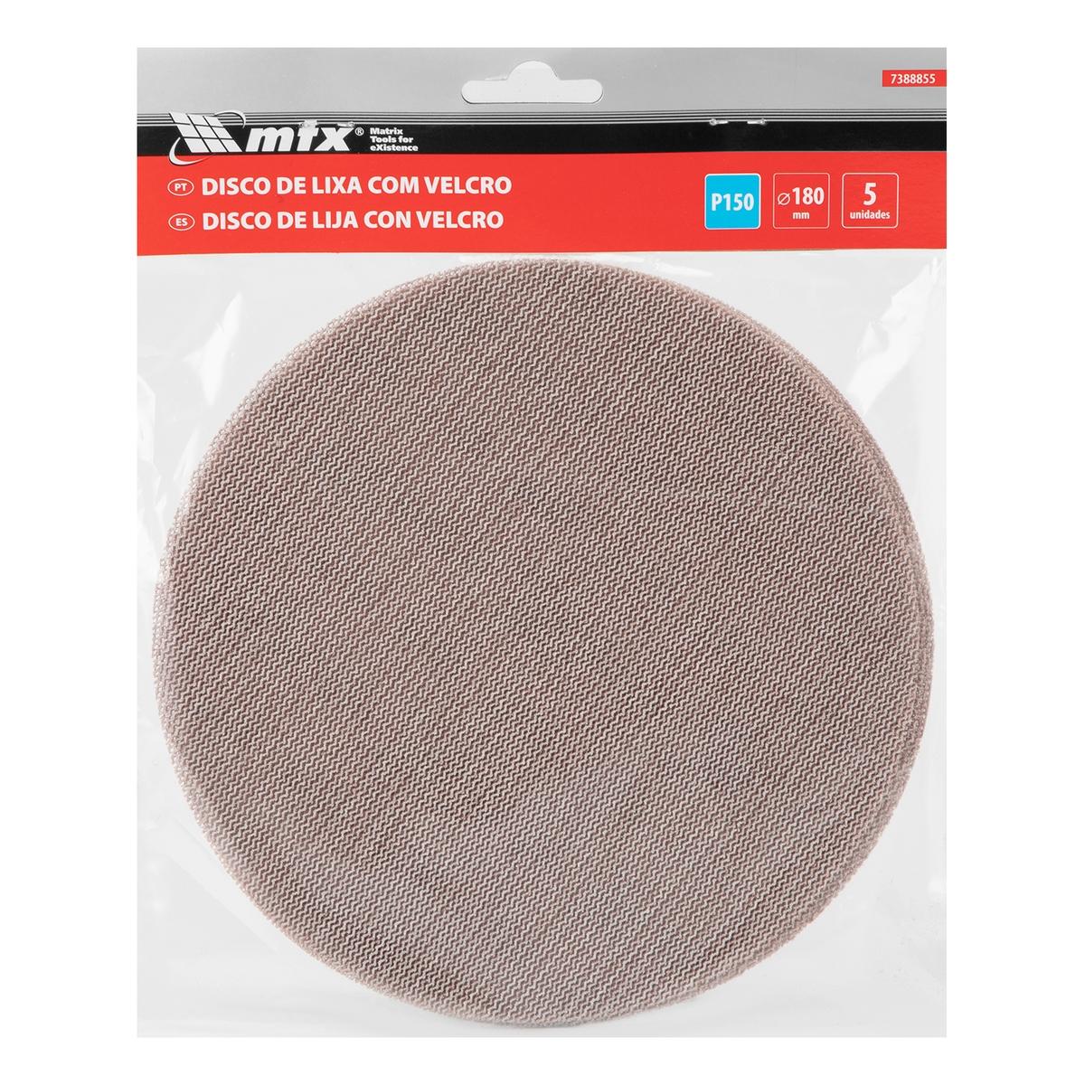 Disco de Lixa Telado com Velcro Grão 150 Diâmetro 180mm 5 Peças para Parede e Teto