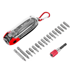 Jogo De Bits Com Adaptador Cromo Vanádio 18 Peças MTX 113839 Aço CrV 25mm 50mm