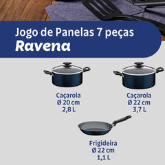 Jogo De Panelas Tramontina Ravena 7 Peças Alumínio Antiaderente Starflon Max Azul