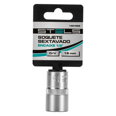 Soquete Sextavado 1/2'' 15mm CrV Cromado Vanádio Stels Encaixe 38mm