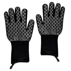 Luva De Proteção Térmica Tramontina Churrasco Black 02 Peças Em Aramida E Silicone Profissional