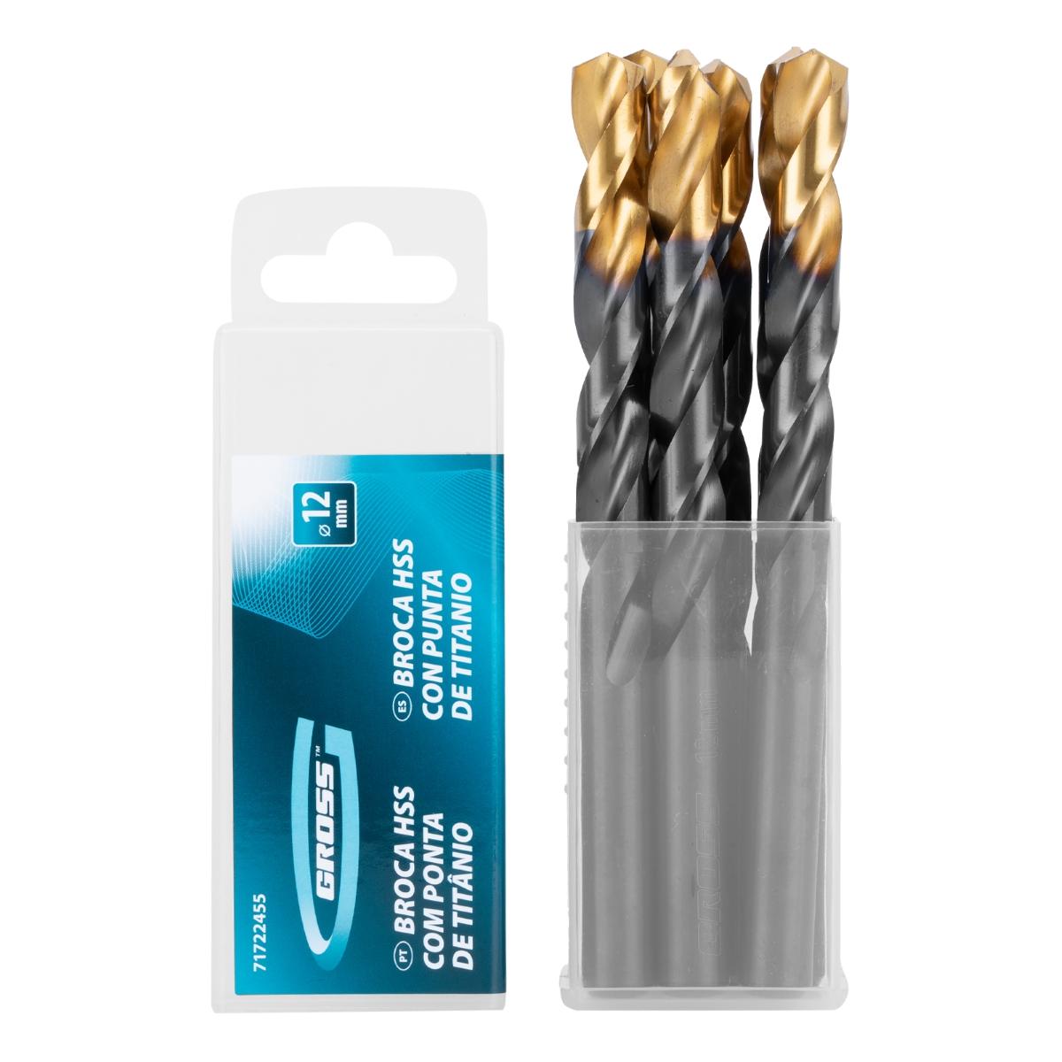 Broca Aço Rápido 12mm 6pcs Metal Gross Golden Tip