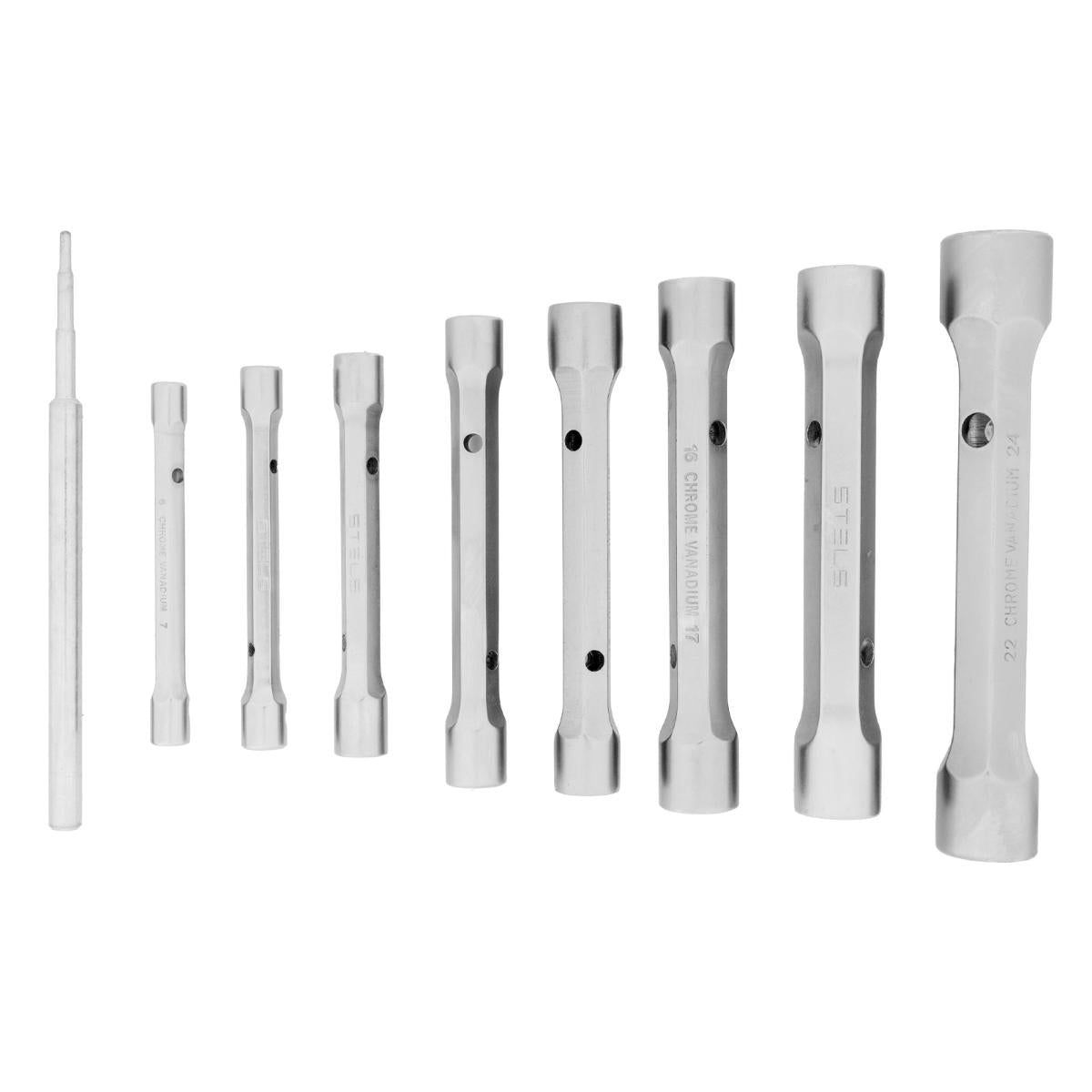 Jogo de Chave Sextavada Tubular Reforçada 6-24mm 9Pçs CrV Stels 1377955