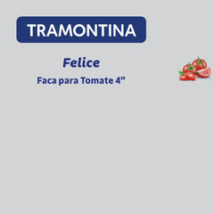 Faca Para Tomate Tramontina Felice 4 Polegadas Aço Inox E Cabo Polipropileno Azul Microsserrilhada