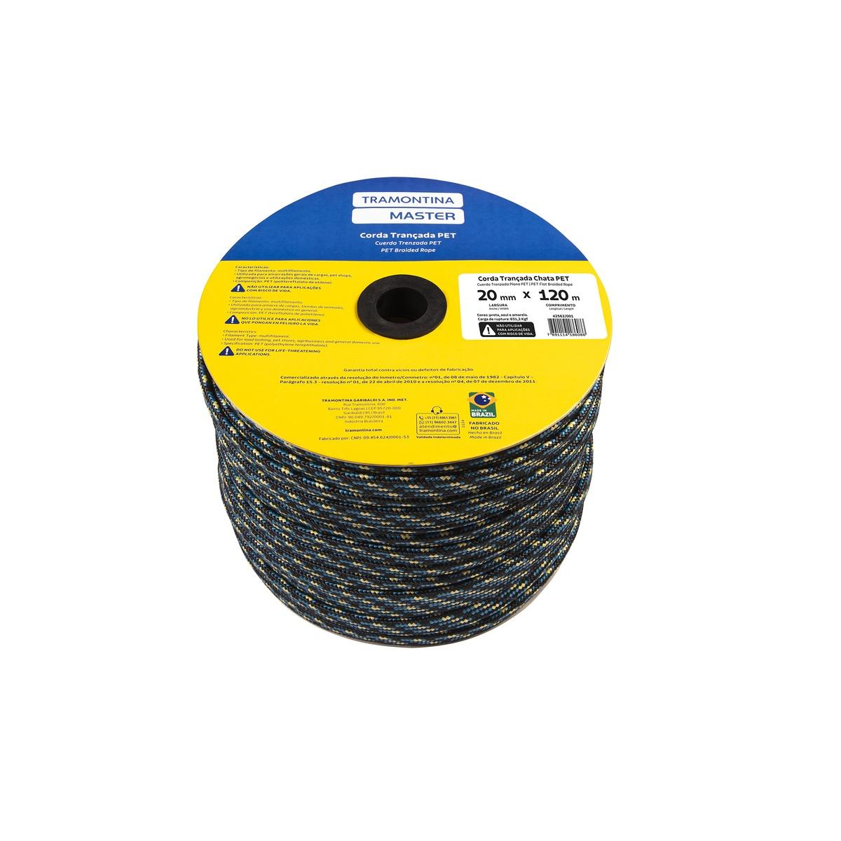 Corda Tramontina Master Trançada Chata Pet 20mm 120m Carga 831,2kgf Equinos