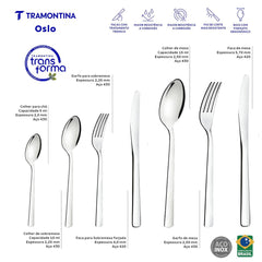 Faqueiro 101 Peças Aço Inox Oslo Tramontina Alto Brilho Com Facas De Mesa