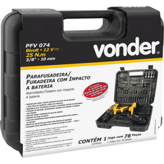 Parafusadeira Furadeira À Bateria 12v Imp Kit 74 Vonder