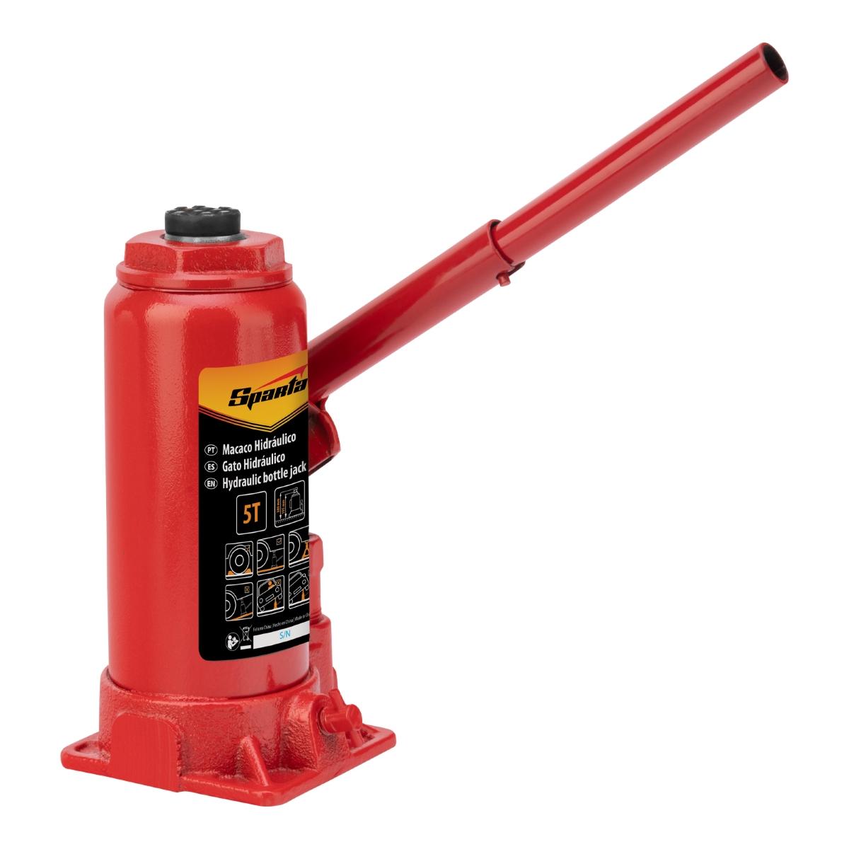 Macaco Hidráulico Garrafa 5T Elevação 195-380mm Sparta 5032355 Aço Resistente - Guimepa