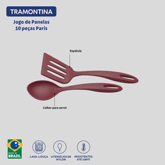 Jogo De Panelas Tramontina Paris 10 Peças Alumínio Antiaderente Starflon Max Vermelho