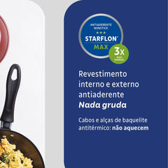Jogo De Frigideiras 03 Peças Starflon Max Vermelho Linz Tramontina