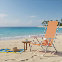 Cadeira Lazy Reclinável 4 Posições Alumínio Laranja Bel