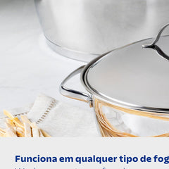 Jogo De Panelas Tramontina Allegra Aço Inox Fundo Triplo 5 Peças Indução
