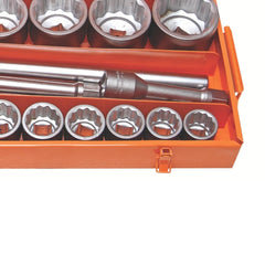 Maleta Soquetes 21 Peças 1'' Conjunto Forjado Aço Cromo Vanádio Hyper Drive Mais Durável Tramontina PRO