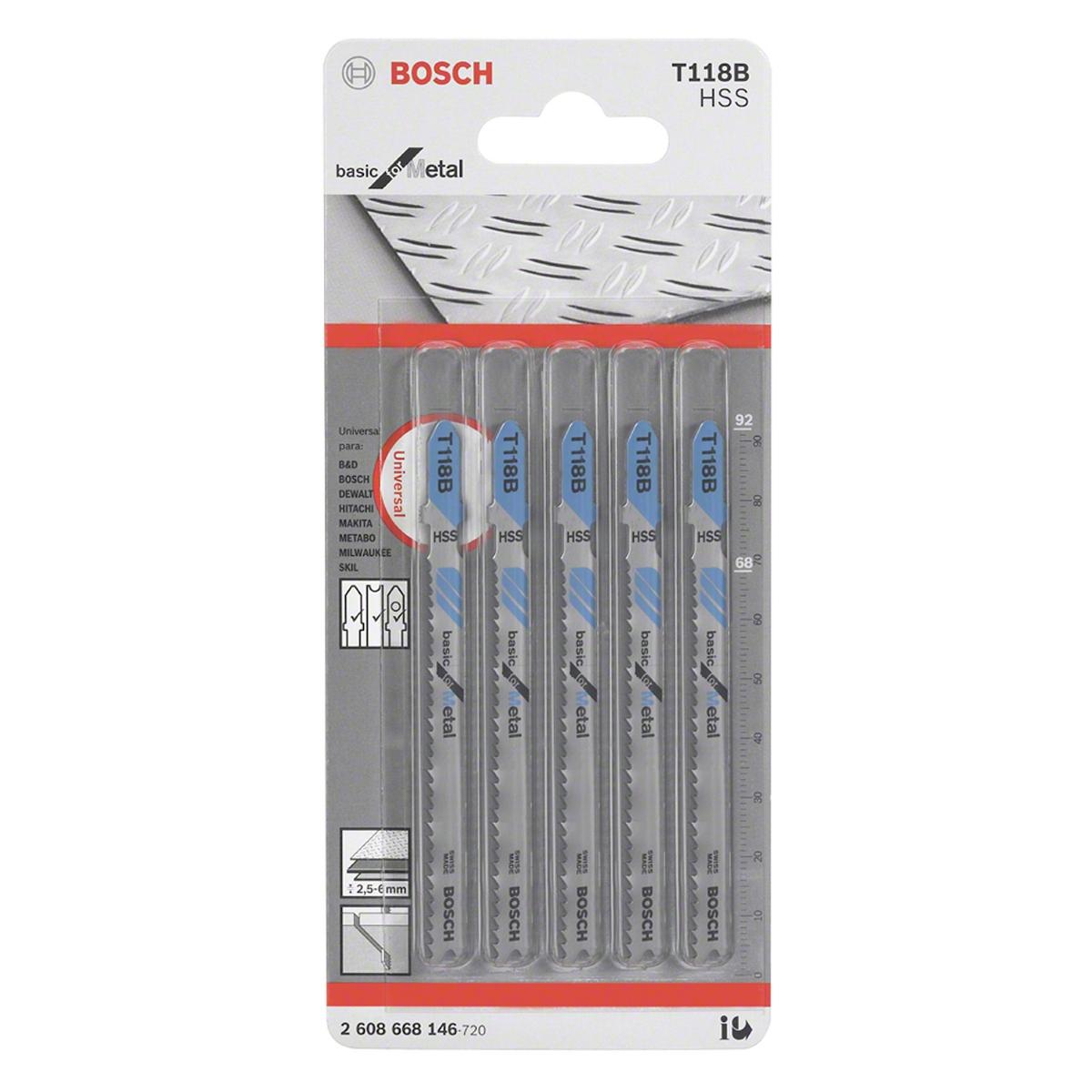 Lâmina Serra Tico Tico Bosch T118B Basic For Metal 5 Peças