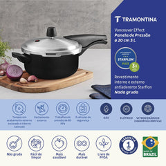 Panela De Pressão 3 L Tramontina Vancouver Effect Antiaderente Starflon Max Preto