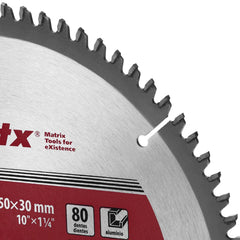 Disco Serra Circular Alumínio 250mm 80 Dentes Aço 50 MTX 7338255 Cortes Precisos