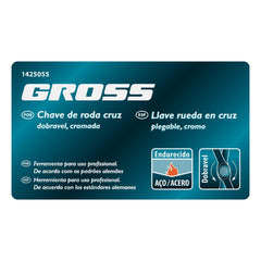 Chave De Roda Cruzada Dobrável 17-18-21mm 1/2Pol Gross 1425055 Aço Cromo Vanádio 41HRC