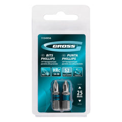 Bit Phillips PH1 25mm 1/4'' 2 Pçs Aço S2 Gross Ideal Parafusadeira