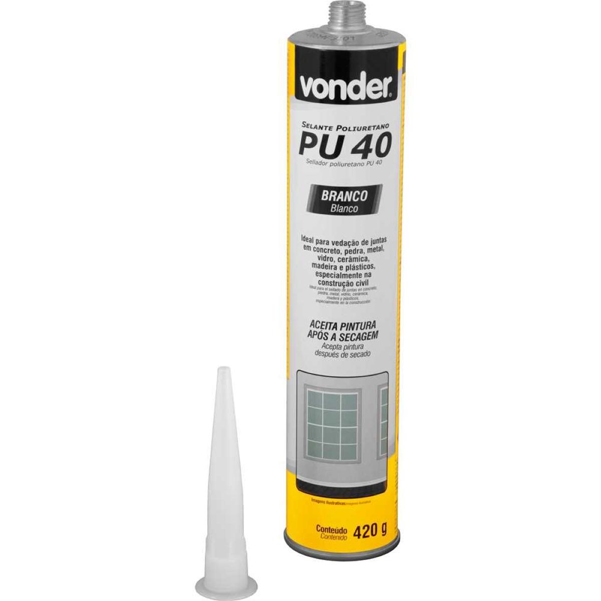 Selante Poliuretano Pu40 420G Branco Vonder Alongamento 500% Vedação Flexível