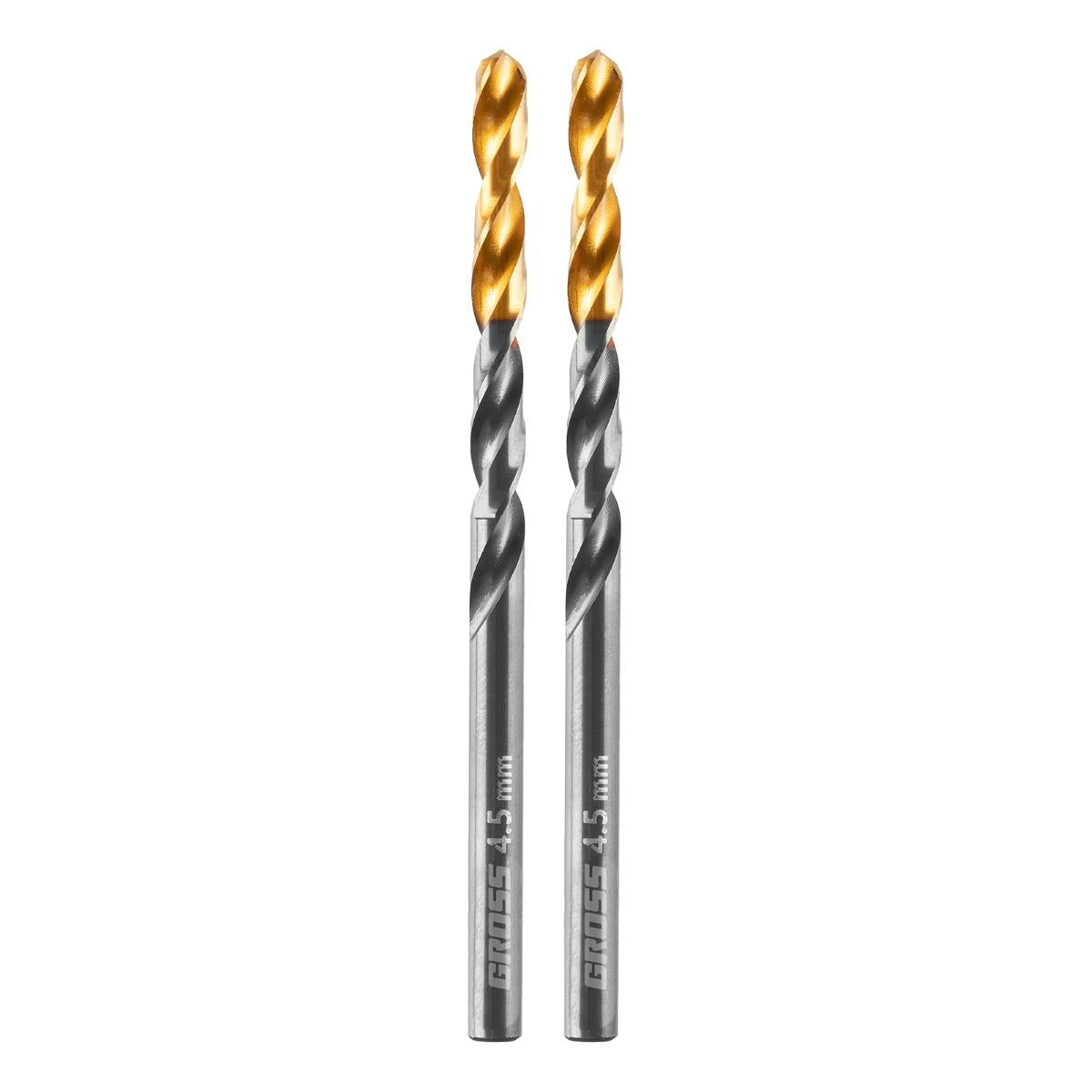Broca Aço Rápido Nitreto Titânio 4,5mm 2pcs Profissional Metal Gross Golden Tip