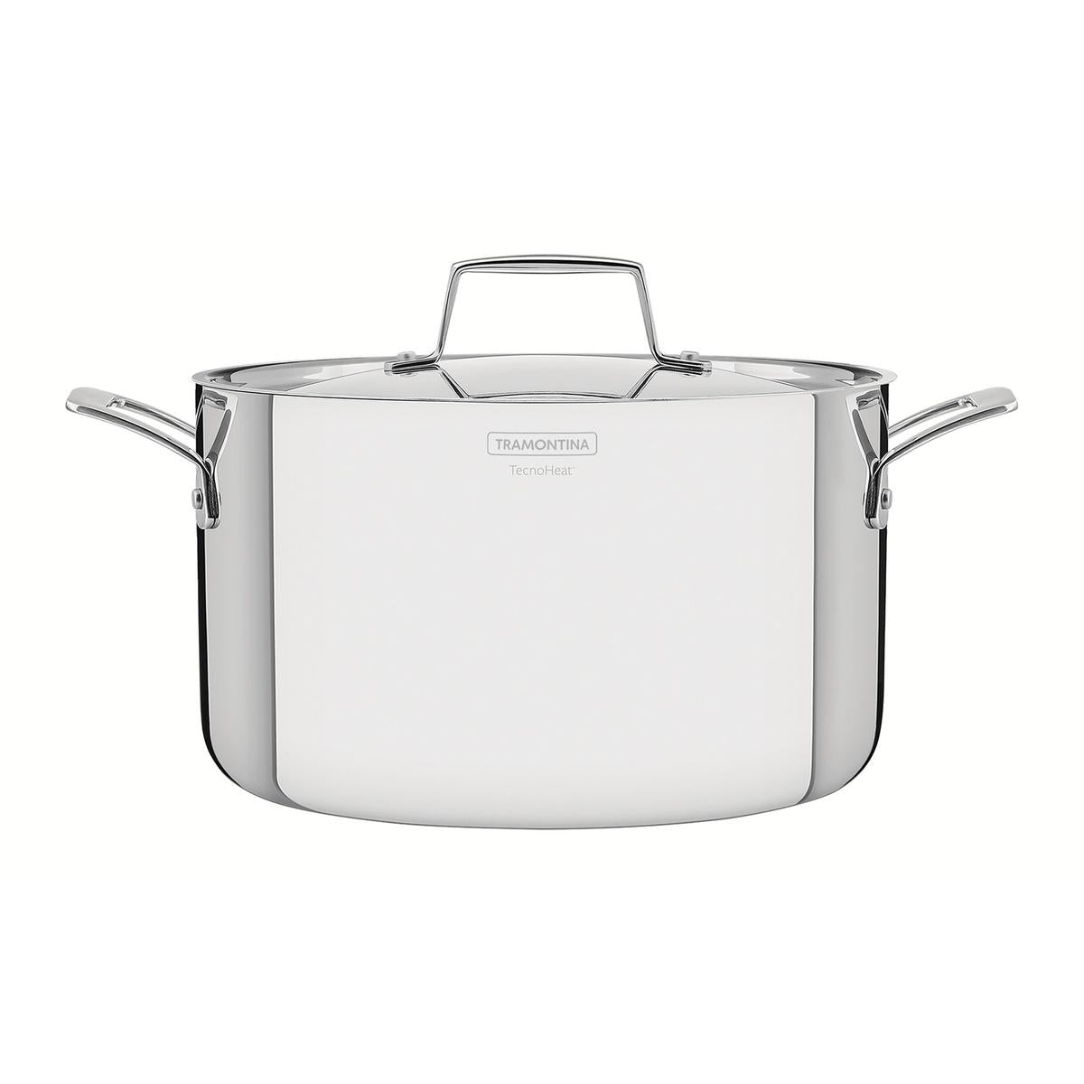 Caçarola Tramontina Grano Funda Aço Inox Corpo Triplo 24 cm 5,8 L Indução Forno 260°C Tampa