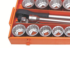 Maleta Soquetes 21 Peças 1'' Conjunto Forjado Aço Cromo Vanádio Hyper Drive Mais Durável Tramontina PRO