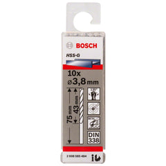 Broca Para Metal Bosch Aço Rápido Hss-G 3,8mm 10 Peças