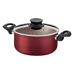 Caçarola Tramontina Paris Antiaderente 28 cm 8 L Vermelha Tampa De Vidro Alumínio