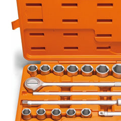 Maleta Com Soquetes Sextavados 3/4'' 20 Peças Aço Cromo Vanádio Tramontina PRO
