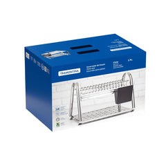 Escorredor De Louça 16 Pratos Aço Inox Plurale Tramontina Com Porta-talheres Preto
