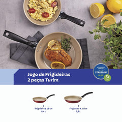 Jogo De Frigideiras Tramontina Turim 2 Peças Antiaderente Starflon Max 1.2 Mm Alumínio Vermelho