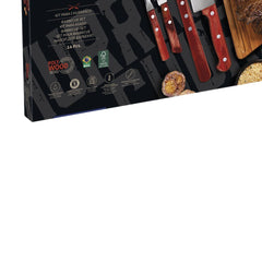 Kit Para Churrasco Tramontina 14 Peças Aço Inox Polywood Vermelho Lâmina Resistente Facas E Garfos