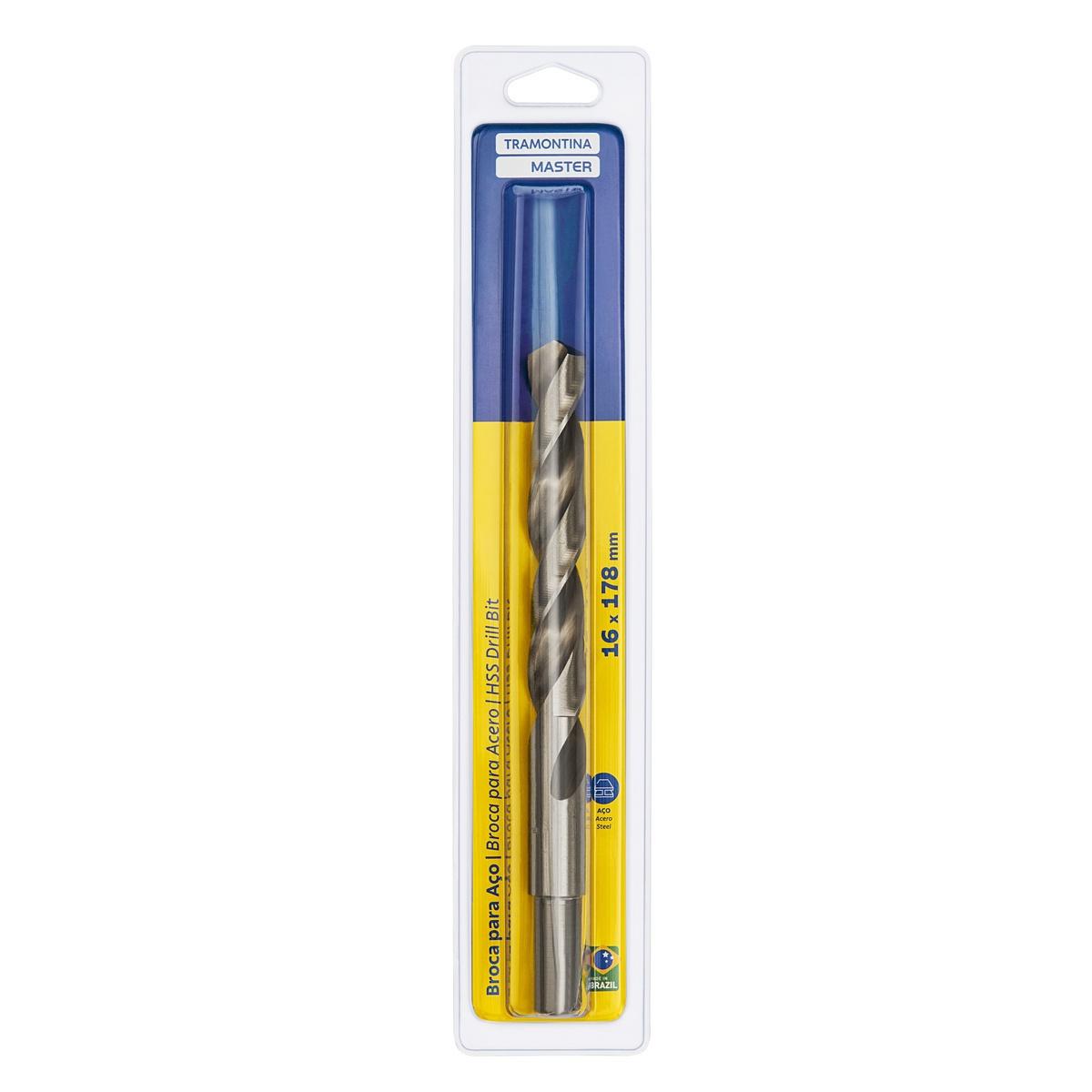 Broca Para Aço 16x178mm Tramontina Master Aço Rápido HSS Din 338 Precisão Profissional