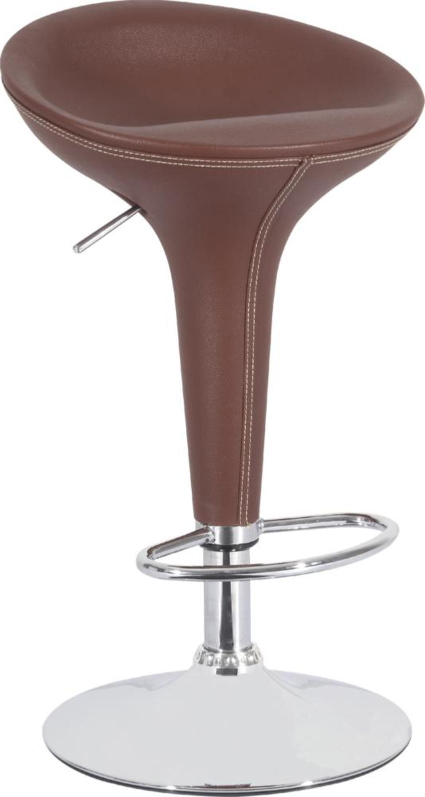 Banqueta courino em abs base aço cromado marrom - Bel Lazer