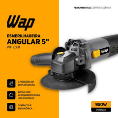 Esmerilhadeira Angular 5” WAP WF ES01 com Empunhadura Auxiliar E Grade Anti-Poeira 127V