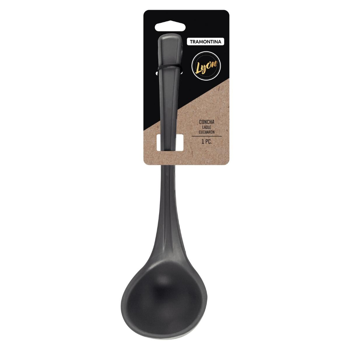 Concha Tramontina Lyon Em Silicone Cinza Resistente Até 180°C Para Panelas Antiaderentes