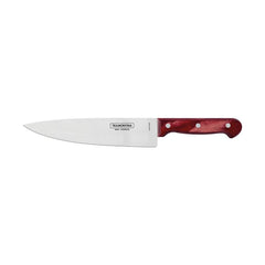 Kit Para Churrasco Tramontina 3 Peças Aço Inox Cabo Polywood Vermelho Com Tábua De Madeira