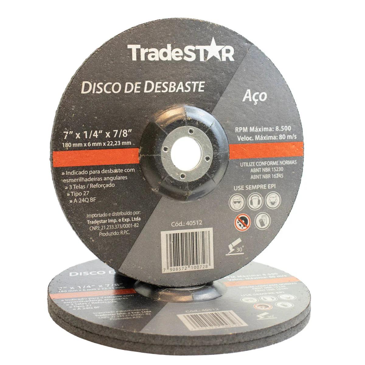 Disco de Desbaste 180 x 6,0 mm Aço Tradestar