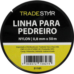 Linha Pedreiro Nylon 0,8 mm 50 Metros Transparente Tradestar