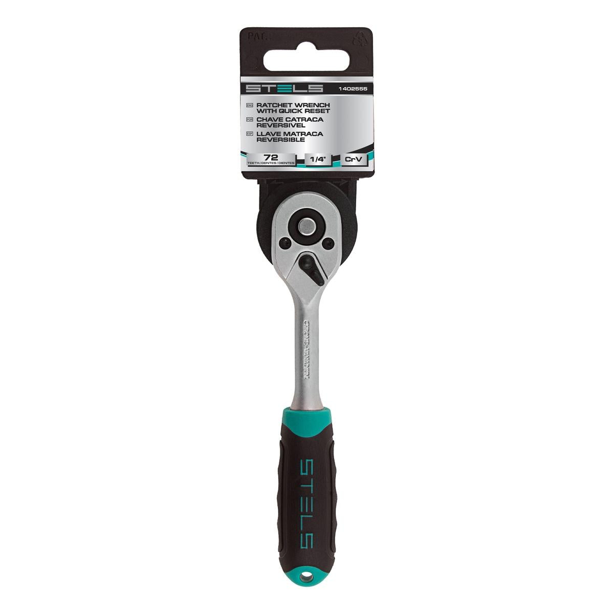 Chave Catraca Reversível Soquete 1/4'' 72 Dentes Cromo Vanádio Stels 1402555