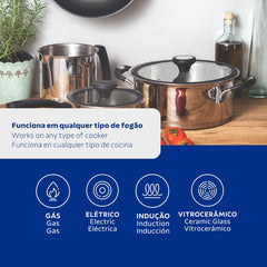 Jogo De Panelas Tramontina Solar Silicone Aço Inox Fundo Triplo 5 Peças Indução