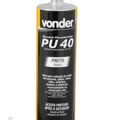 Selante Poliuretano Pu40 420G Preto Vonder Alongamento 500% Vedação Flexível