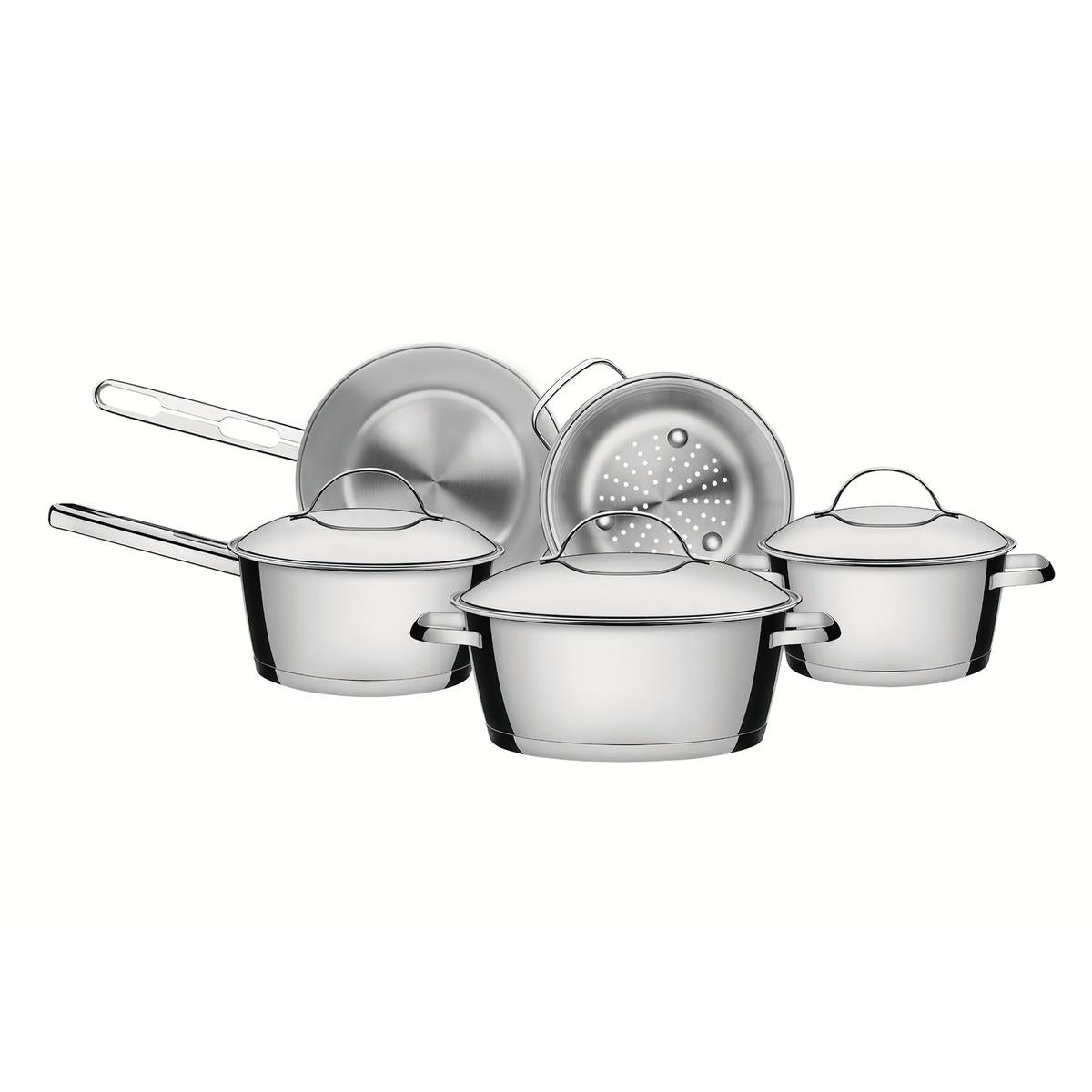 Jogo De Panelas Tramontina Allegra Aço Inox Fundo Triplo 5 Peças Indução
