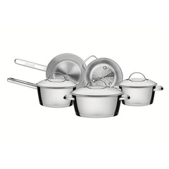 Jogo De Panelas Tramontina Allegra Aço Inox Fundo Triplo 5 Peças Indução