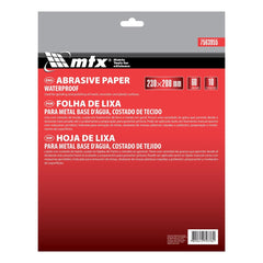 Folha de Lixa Costado de Tecido Grão 60 230x280mm 10 Peças Alta Performance MTX
