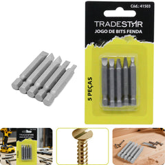 Jogo Bits Fenda 1/4'' 50 mm 5 Peças Tradestar