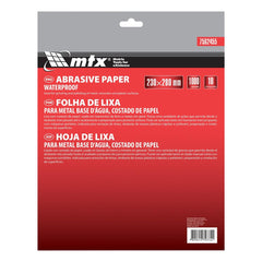 Folha de Lixa para Metal Grão 1000 230x280mm 10 Peças MTX 7562455 Base de Papel