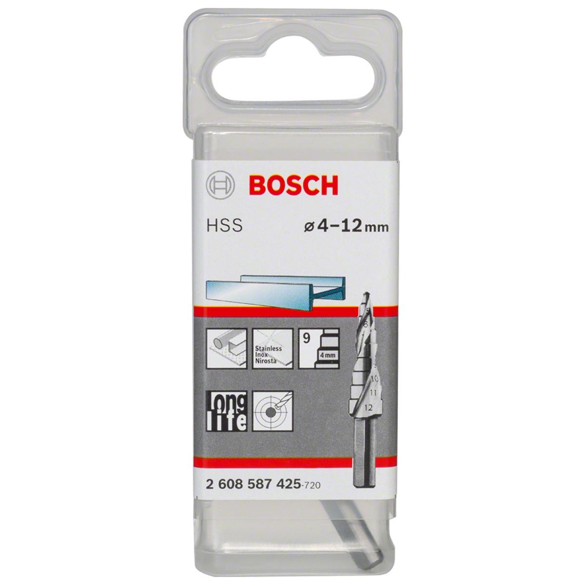 Broca Escalonada Bosch Aço Rápido Para Metal Hss 4-12mm
