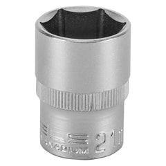 Soquete Sextavado 1/2'' 21mm Aço CrV 42 HRC Stels 1382155 Com Clips Plástico